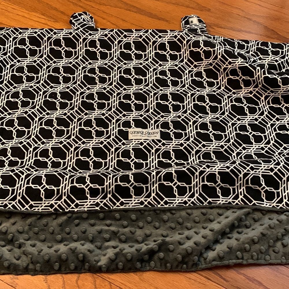 Infant car seat canopy unisex black and white